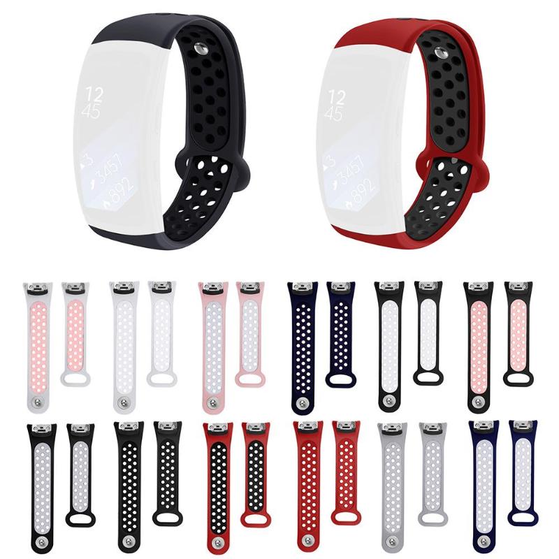 Colorful Silicone Porous Breathable Adjustable Watch Band Bracelet Wrist Strap for Samsung Gear Fit2/Fit2 Pro Smart Watch New - ebowsos