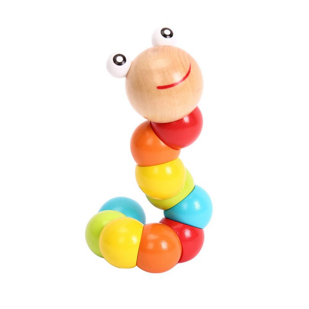 Colorful Twist-colored Insects Kid Toy Wooden Variety Twisting Inchworm Educationa Intelligence Baby Block Toy Xmas Gift-ebowsos