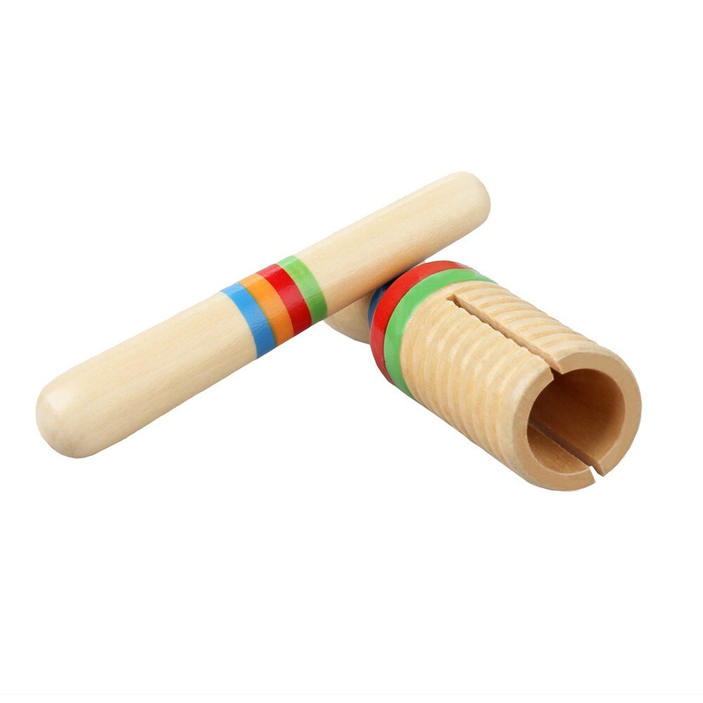Colorful Wooden Crow Sounder Wood Guiro Kids Children Musical Toy Persussion Instrument-ebowsos