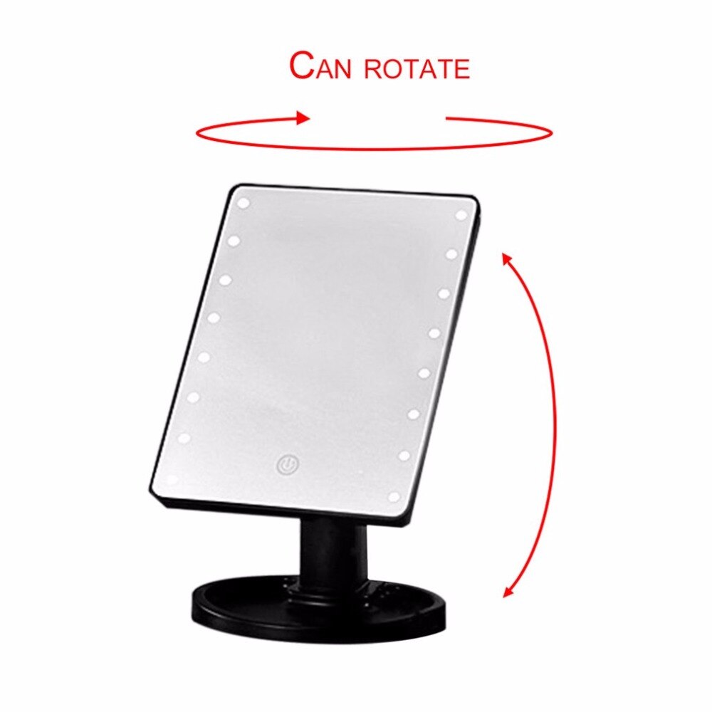 Compact 360 Degree Rotation Desktop Makeup Mirror 16LED Luminous Screen USB Rechargeable Cosmetic Mirrors High Quality - ebowsos
