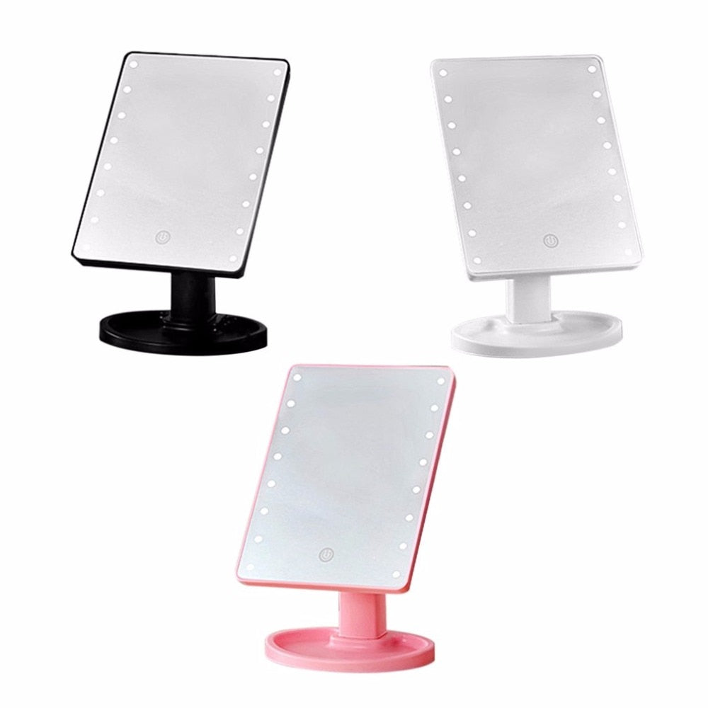 Compact 360 Degree Rotation Desktop Makeup Mirror 16LED Luminous Screen USB Rechargeable Cosmetic Mirrors High Quality - ebowsos