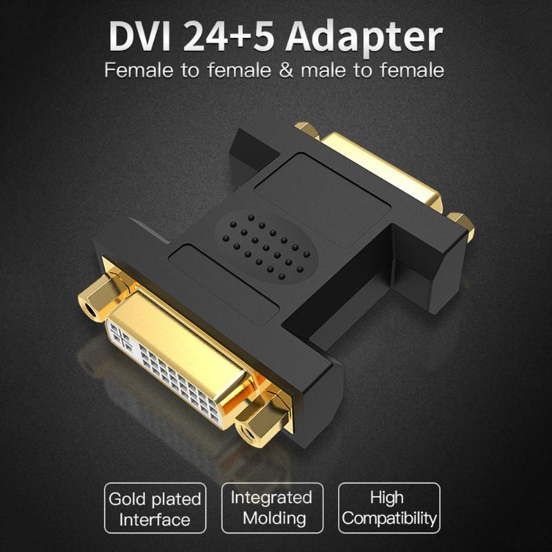 Converter Extender 24+5Pin DVI Female to Female Cable Extender Gold Plated Connectors for PC HDTV Test Board Projector - ebowsos