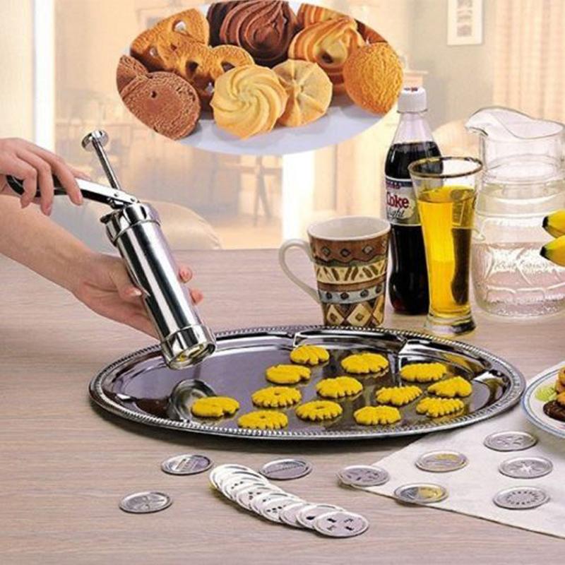 Cookie Maker Pump Press Machine Cake Decor 20 Molds 4 Nozzles Cookies Mold Gun Kit Cookie Stencil Cake Decorating Dropshipping - ebowsos