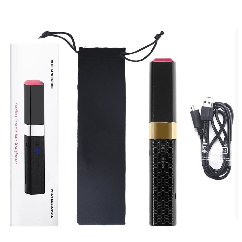 Cordless Hair Straightener and Curling Iron Rechargeable Ceramic Flat Iron with USB Charging - ebowsos