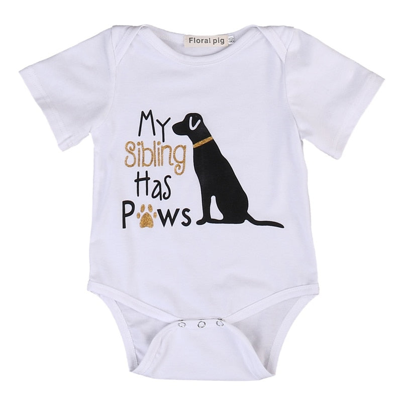 Cotton Toddler Infant Baby Boys Girls Short Sleeve Cute Dog Romper Jumpsuit Clothes Outfits - ebowsos