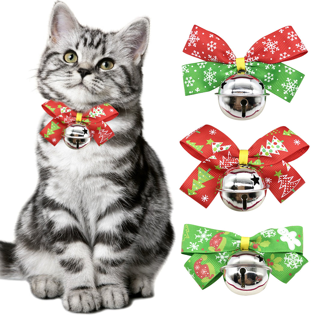 Creative Adjustable Puppy Kitten Dog Cat Pet Bow Tie With Bell Necktie Collar For Cats Dogs Christmas Pet Accessories Supplies-ebowsos