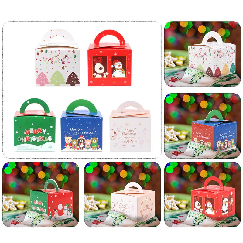 Creative Foldable Apple Candy Cookie Case Xmas Print Gift Box Ornaments - ebowsos