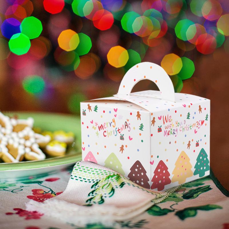 Creative Foldable Apple Candy Cookie Case Xmas Print Gift Box Ornaments - ebowsos