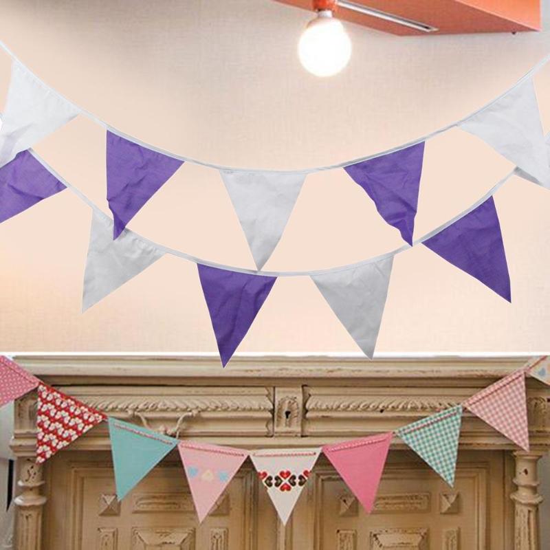 Creative Purple Cotton Pennant Flag For Garland Home Wedding Party Decor - ebowsos