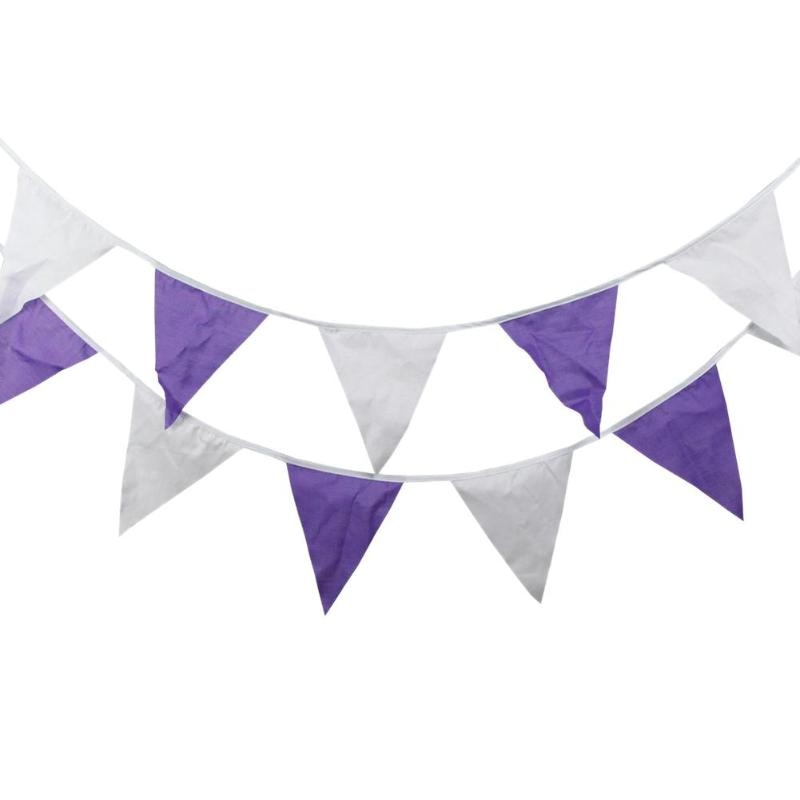 Creative Purple Cotton Pennant Flag For Garland Home Wedding Party Decor - ebowsos