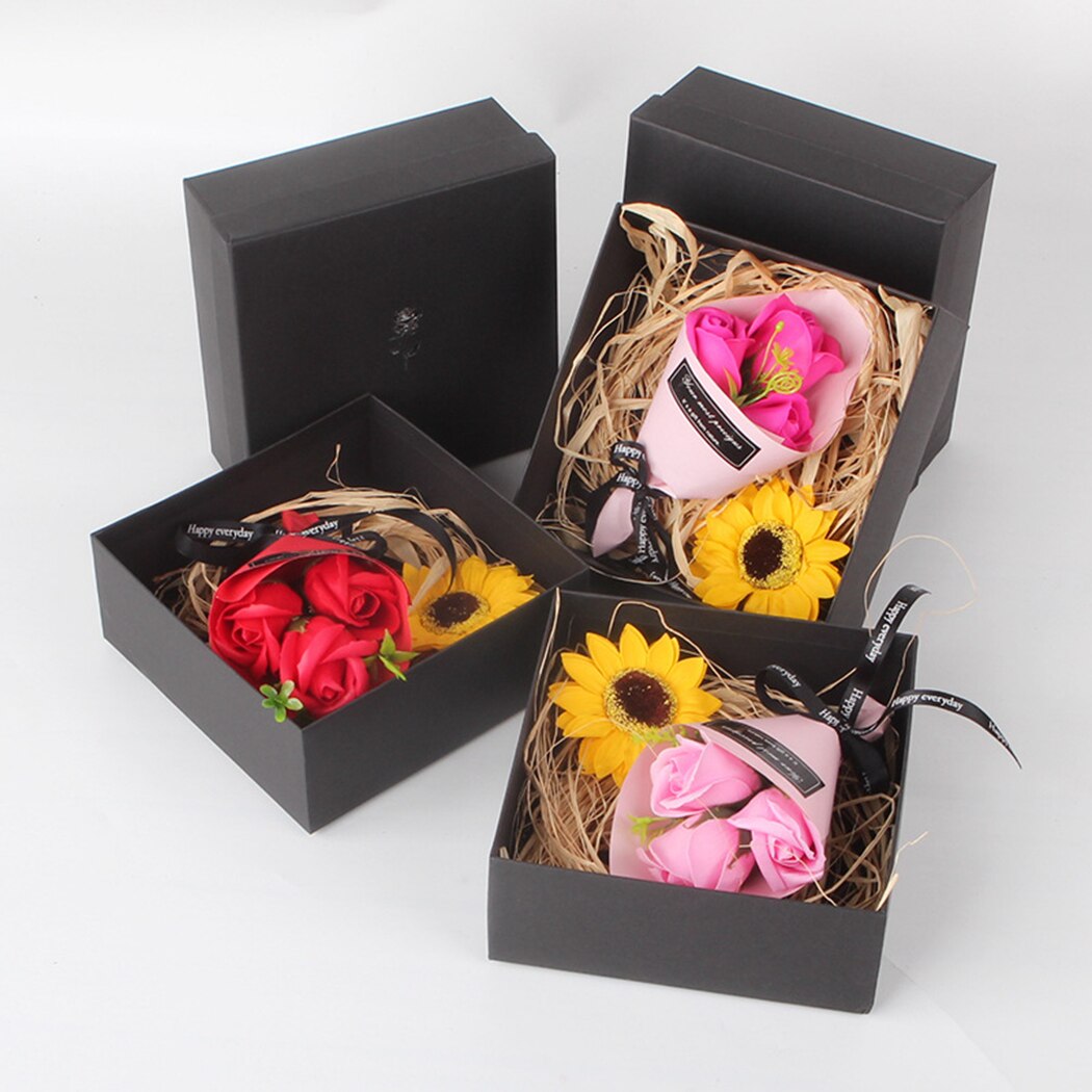 Creative Romance Artificial Flower Gift Box Bouquet Lifelike Carnation Rose Soap Flower For Teachers' Day Valentine's Day-ebowsos