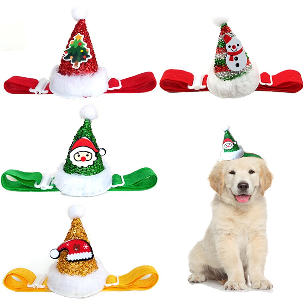 Creative headdress Fashion Christmas Pet Hat Cute Elastic Glitter Pet Party Hat Pet Costume Hat For Cat Dog Clothing Accessories-ebowsos