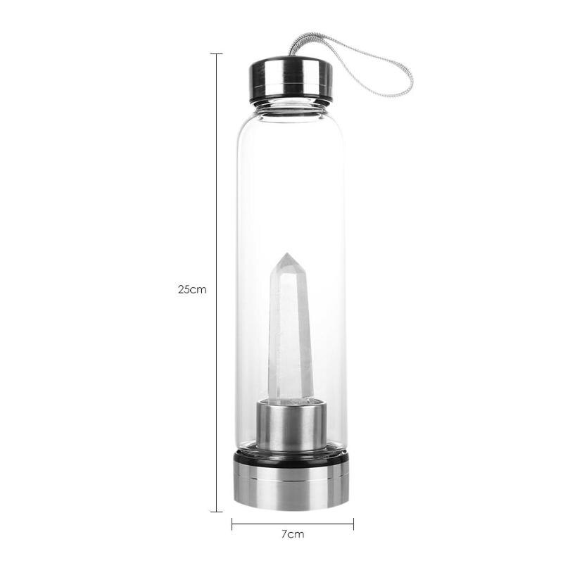 Crystal Energy Cup Fashionable Obelisk Wand Healing Elixir Reiki Quartz Water Glass Bottle Necessary Outdoor Sport Gadgets - ebowsos