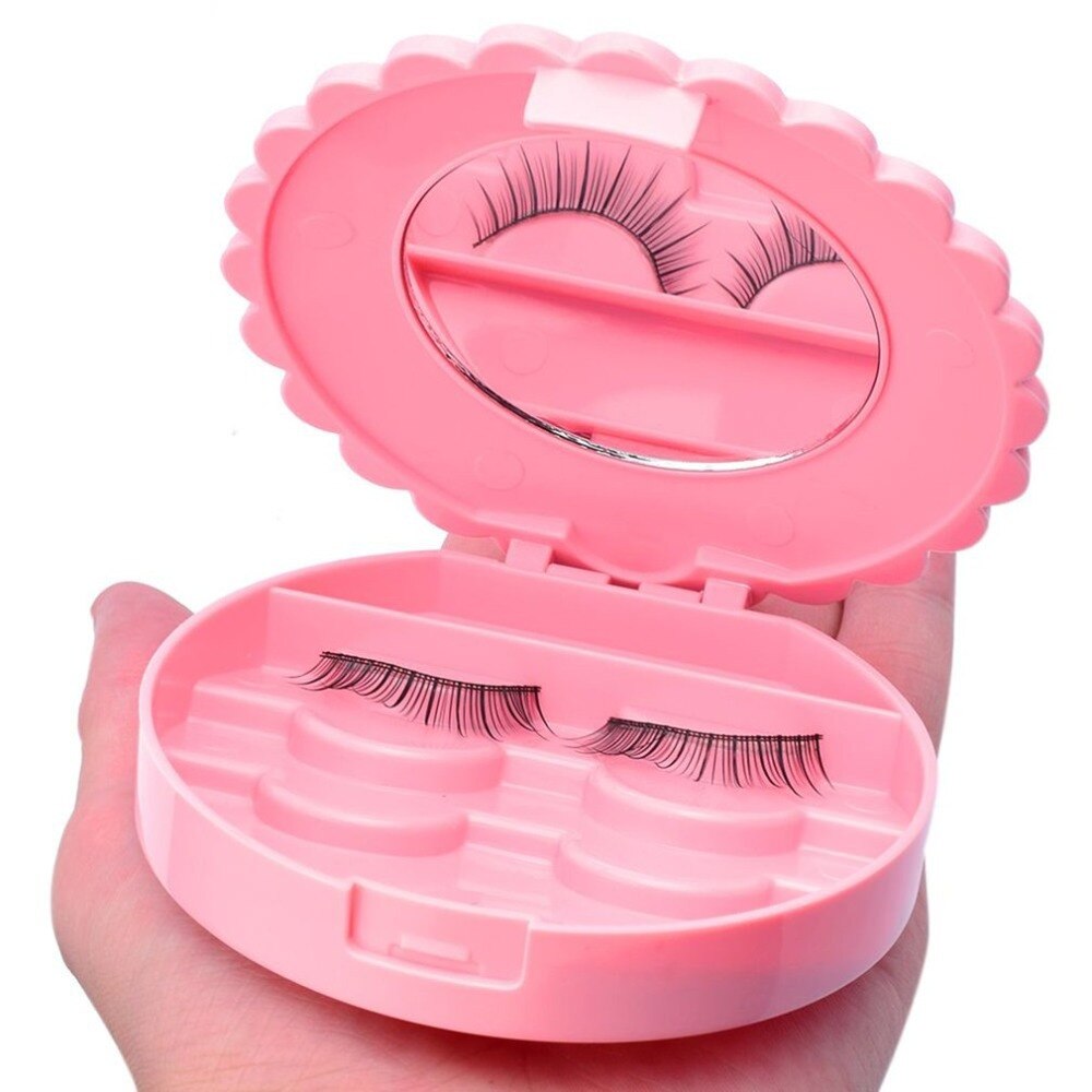 Cute Bow False Eyelashes Case Organizer Eye Lashes Storage Box Makeup Cosmetic Mirror Portable Travel Case Organizer - ebowsos