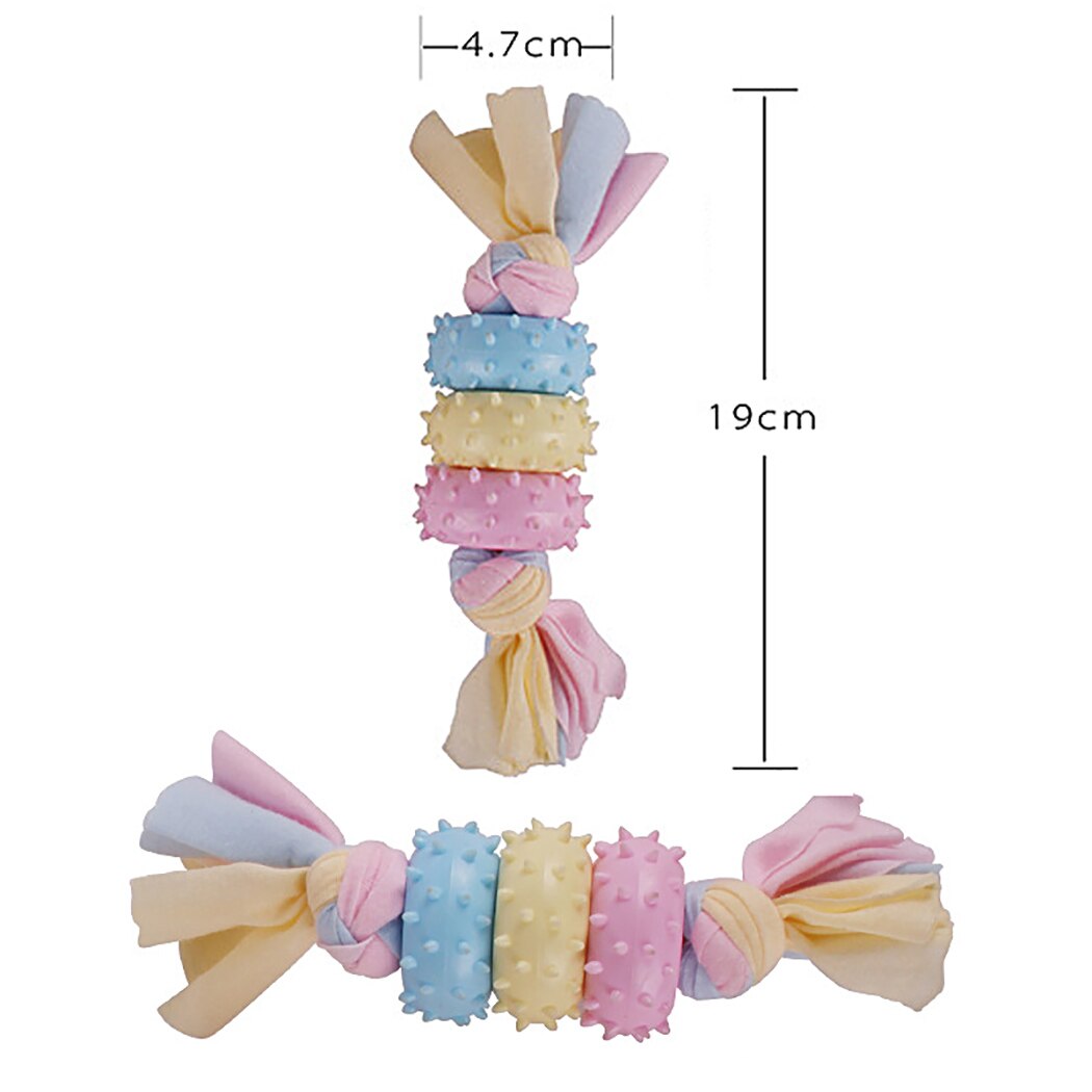 Cute Candy Color Dog Rope Toy Dog Toy With Thorn Bone Rubber Molar Teeth Pet Toy Dog Bite Resistant Molar Training Pet Supplies-ebowsos