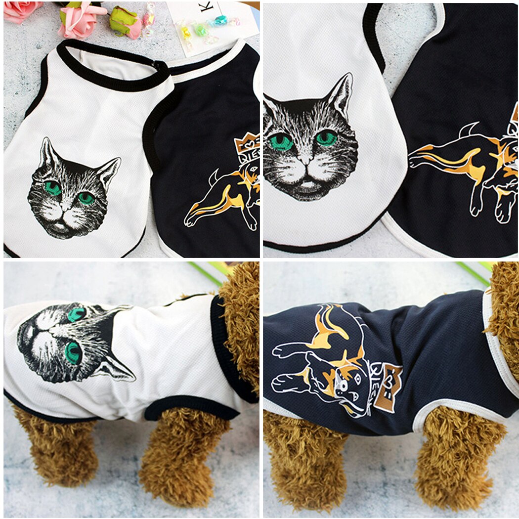 Cute Cartoon Printing Pet Clothes Creative Cotton Breathable Dog Clothes Pet Costume Hawaii Party Dress Up 2 Colors-ebowsos