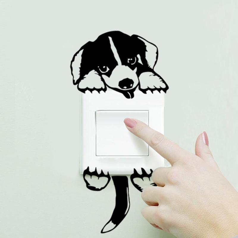Cute Cat Dog Waterproof Switch Sticker DIY Removable Wall Decals Home Decor Switch Stickers Cute Lovely Animals Dropshipping - ebowsos