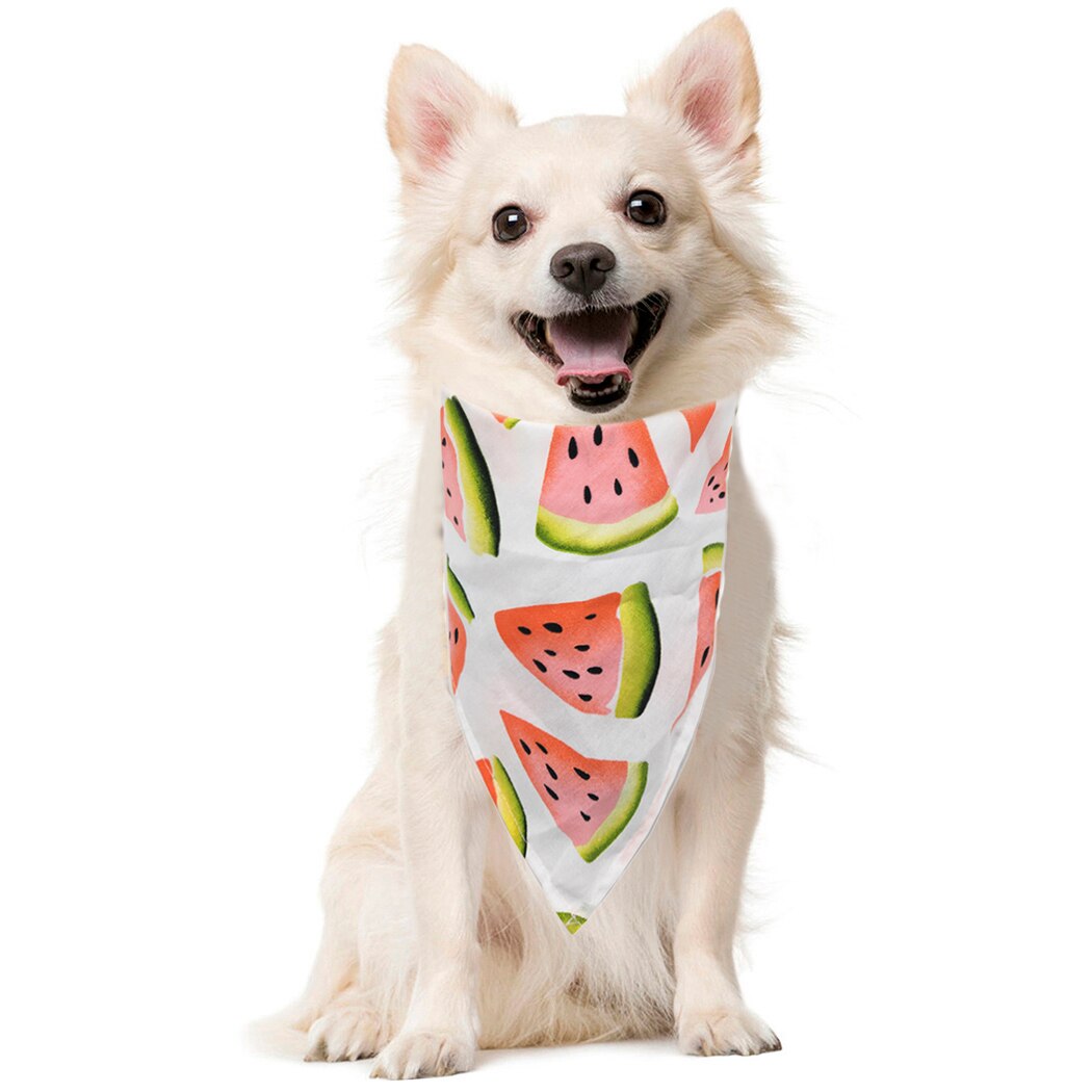Cute Dog Bandana Fruit Print Pet Dog Scarf Adjustable Size Dog Cat Bow Tie Pet Grooming Accessories Personalized Dog Bandana-ebowsos