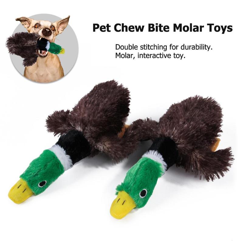 Cute Dogs Plush Toy Pet Dog Wild Duck Squeak Bite Chew Molar Interactive Toys Dual Stitching Durability And Freight Reduction - ebowsos