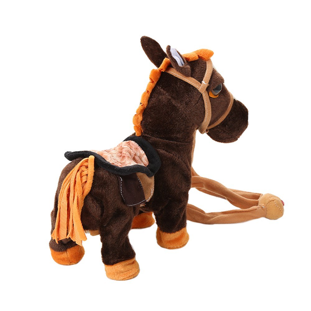 Cute Electric Walking Plush Toy Robot Horse Soft Stuffed Animal Music Toy Galloping Horse Toy Battery Operated Plush-ebowsos