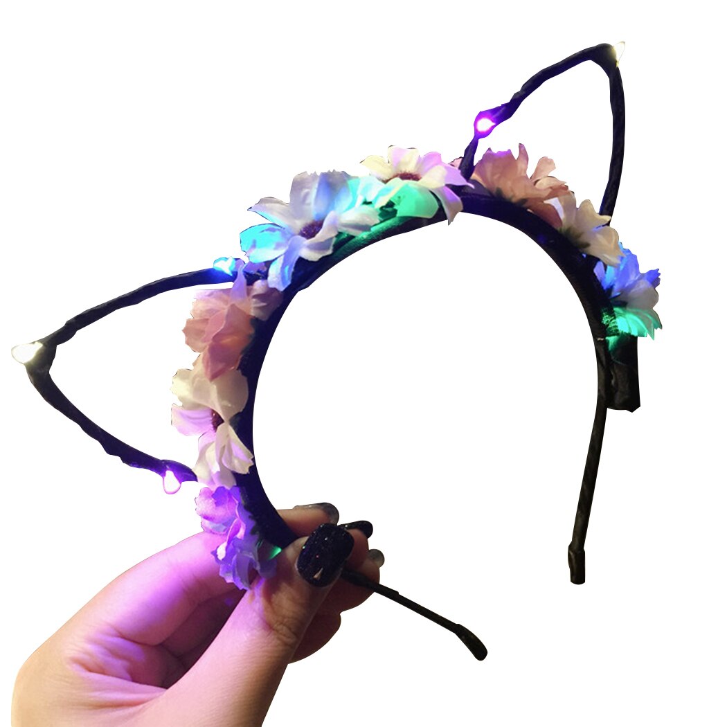 Cute Flash Rabbit Ears Hair Hoop LED Deformable Party Flower Headband Rabbit Ears For Masquerade And Christmas-ebowsos