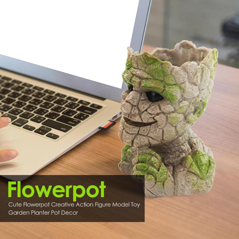Cute Flowerpot Multifunctional Creative Action Figure Model Toy Simple Atmosphere Home Garden Planter Flower Pot 14x10x8.5cm - ebowsos