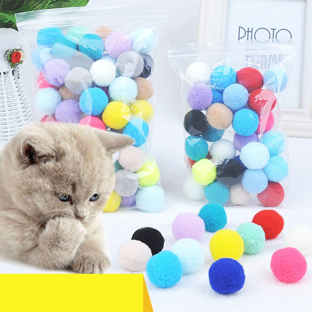 Cute Funny Cat Toys Stretch Plush Ball 0.98in Cat Toy Ball Creative Colorful Interactive Cat Pom Pom Cat Chew Toy Dropshipping-ebowsos