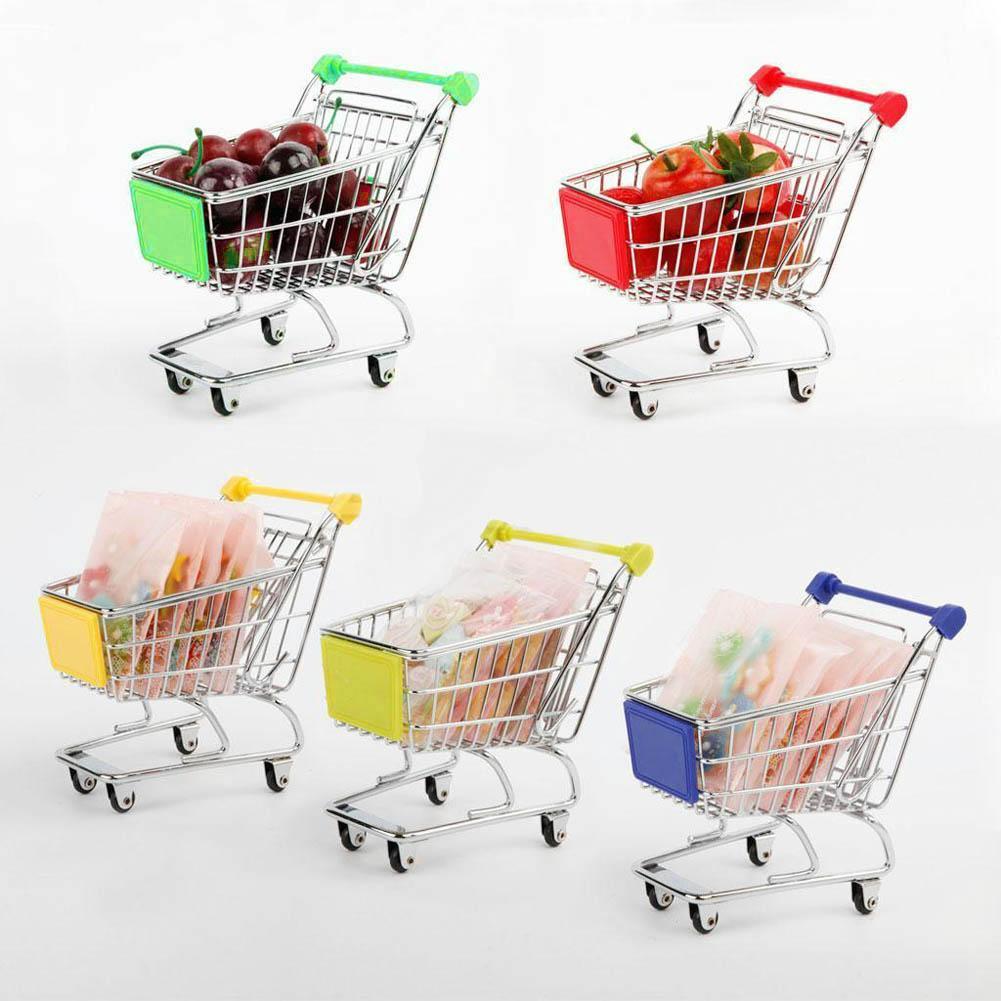 Cute Mini Shopping Handcart Utility Cart Supermarket Utility Mode Storage Gifts Toys for Child Phone Remote Control Holder-ebowsos