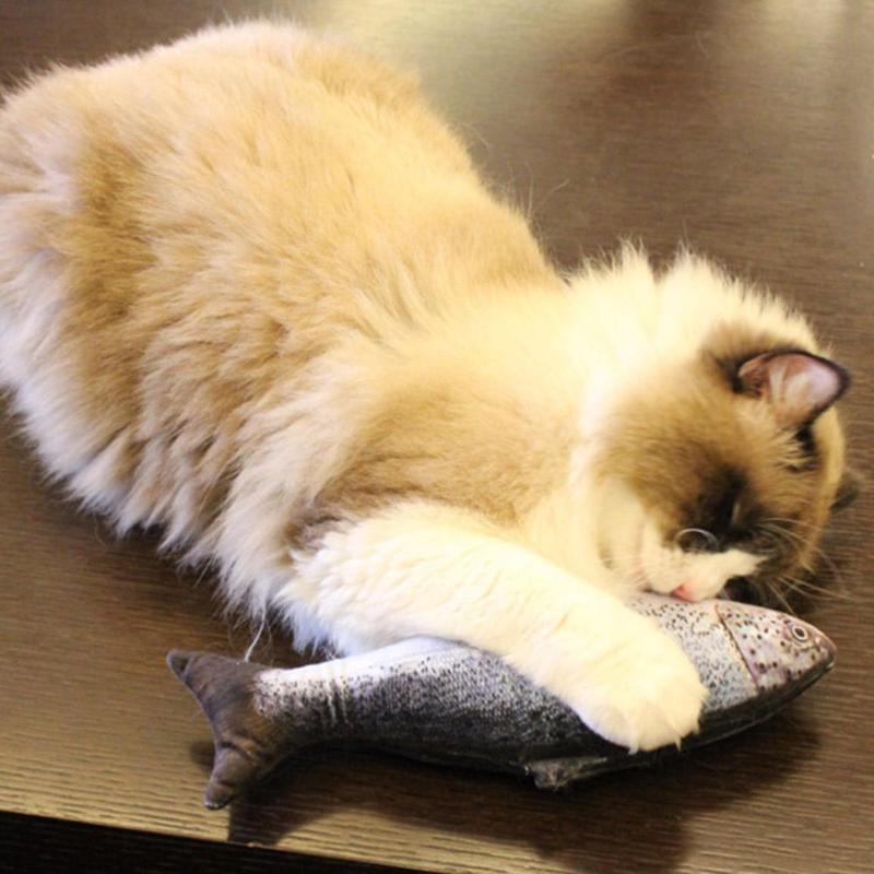 Cute Plush Fish Shape Pet Cat Toys Cat Teaser Pillow Scratch Board Plaything Catnip Toys for Cat Kitten Supplies - ebowsos