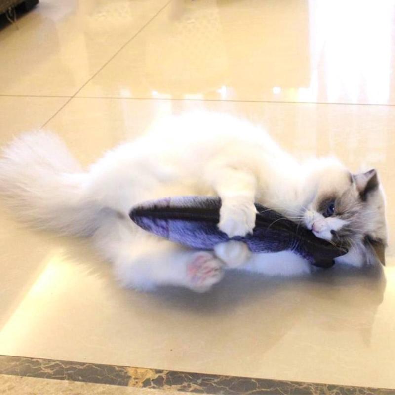 Cute Plush Fish Shape Pet Cat Toys Cat Teaser Pillow Scratch Board Plaything Catnip Toys for Cat Kitten Supplies - ebowsos