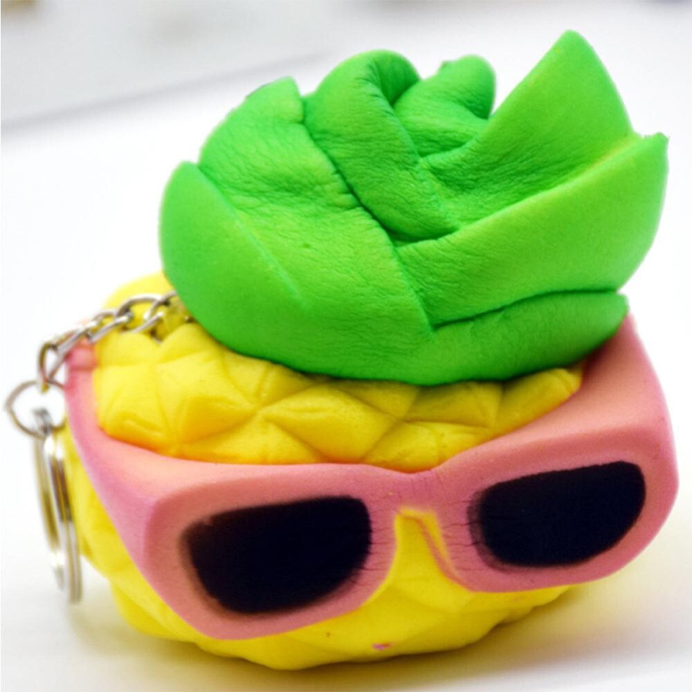 Cute Slow Rising Squeeze Toy Artificial Pineapple Shape Anti-Stress Squeeze Toy & Chain for Children Adults Anxiety Attention-ebowsos