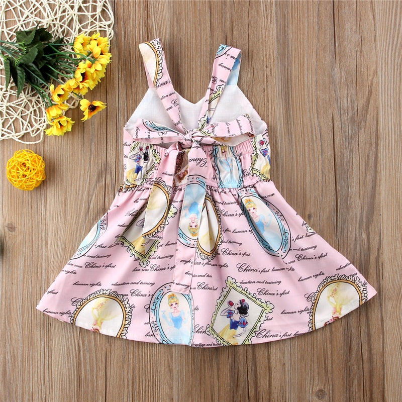 Cute Summer Newborn Baby Princess dress Sleeveless Snow White Girl Mini Dress Party Sundress Backless Dresses Clothes - ebowsos