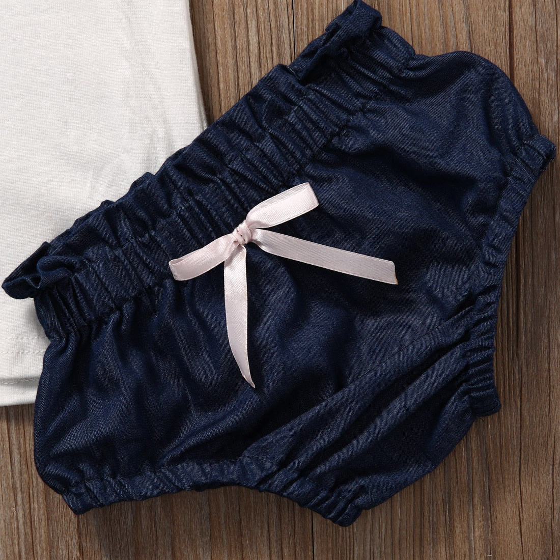 Cute Toddler Kids Baby Girl Outfits T-shirt Tank Tops + Denim Shorts Pants Clothes Set 2PCS - ebowsos
