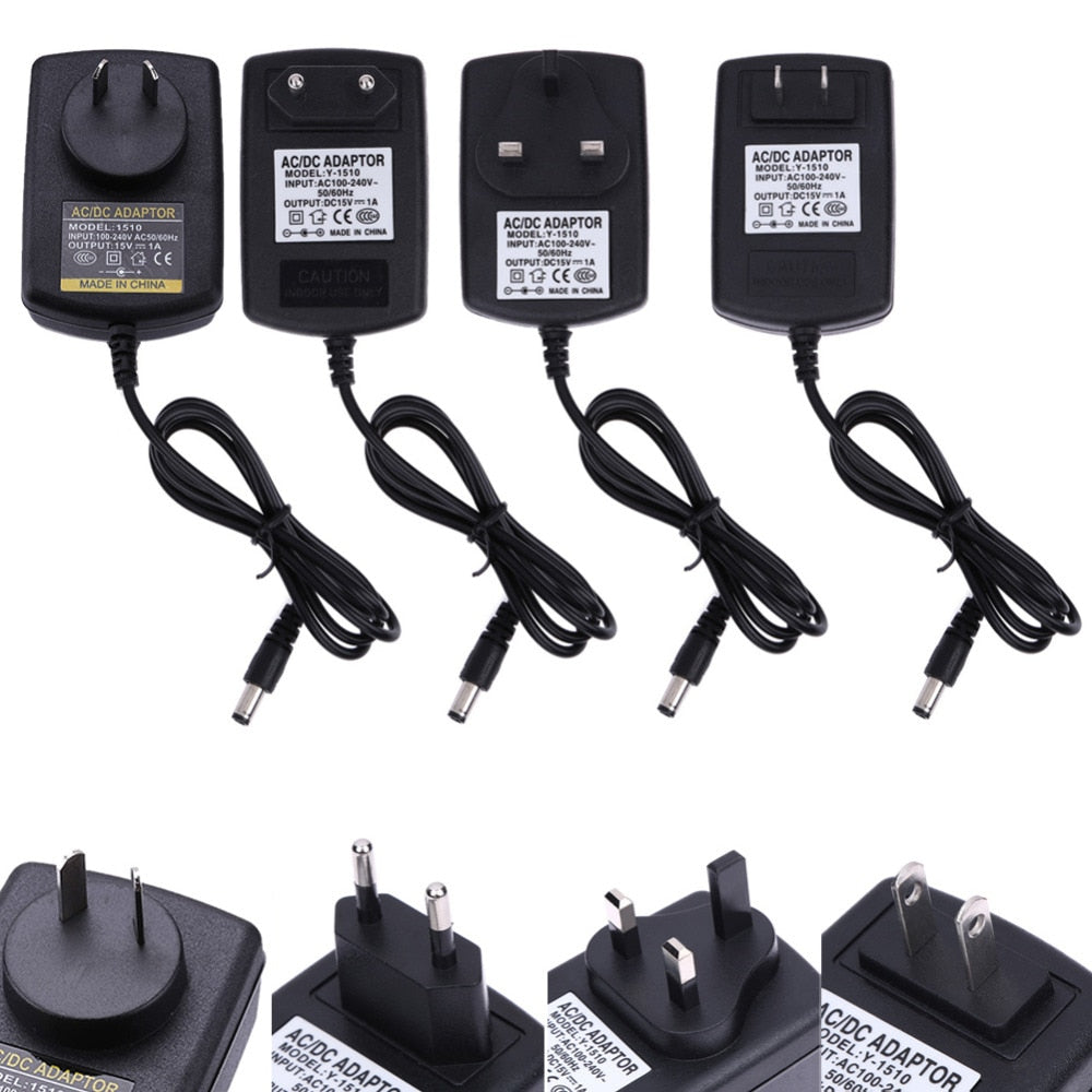 DC15V 1A Adapter AC 100V-240V to DC 15V Converter Power Supply Adapter 5.5*2.5 mm Power Supply Adapter AU/EU/UK/US Plug - ebowsos
