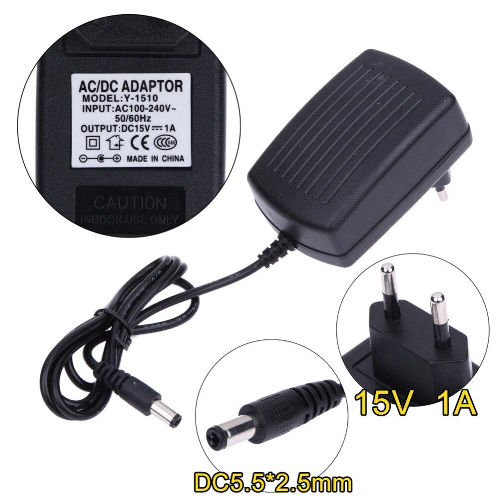 DC15V 1A Adapter AC 100V-240V to DC 15V Converter Power Supply Adapter 5.5*2.5 mm Power Supply Adapter AU/EU/UK/US Plug - ebowsos