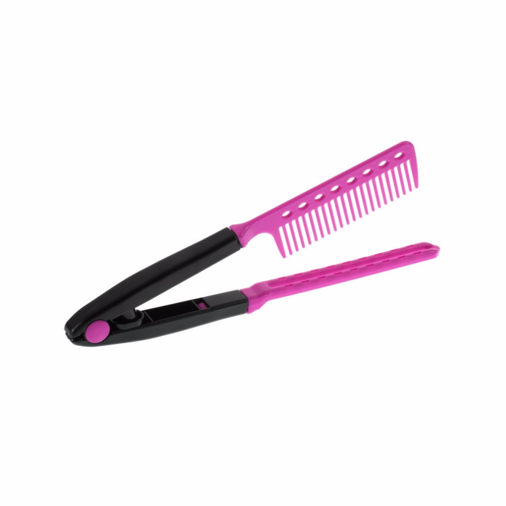 DIY Salon Folding Hairdressing Styling Hair Straightening V Type Comb Clip Design Fashion Salon Hairbrush Tools Hair Care - ebowsos