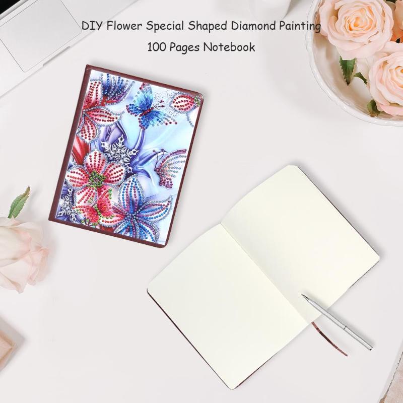 DIY flower Special Shaped Diamond Painting 100 Pages Notebook Sketchbook The Most Popular DIY Decoration DIY Painting Craft gift - ebowsos