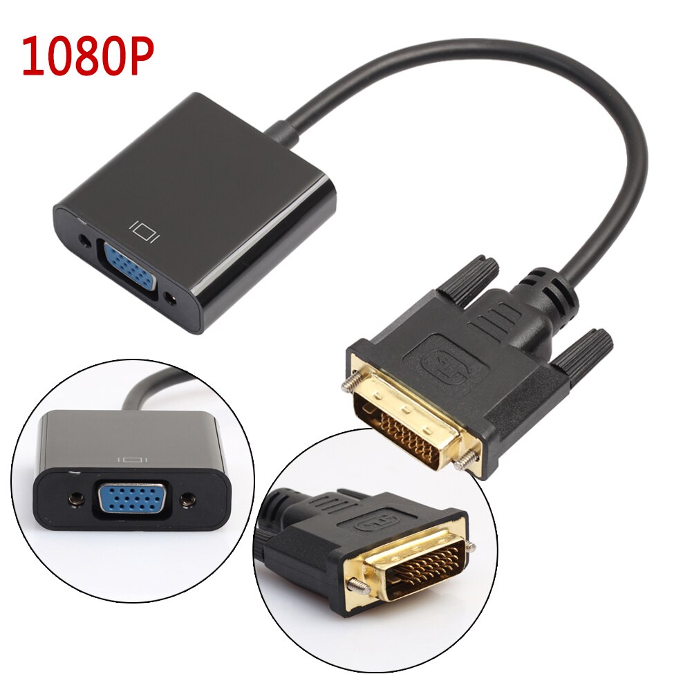 DVI-D to VGA HDTV Converter Monitor Cable 1080P DVI-D 24+1 to VGA HDTV Monitor Cable Adapter Converter for PC Display Card - ebowsos