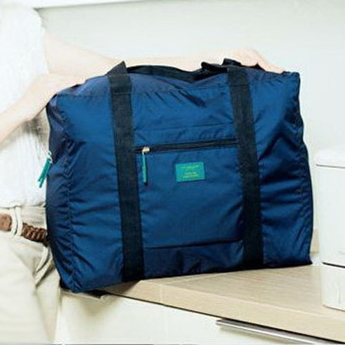 Dark Blue Nylon Foldable Travel Bags Handbags Waterproof Bags for Business and Travel Large Capacity Shoulder Bags - ebowsos