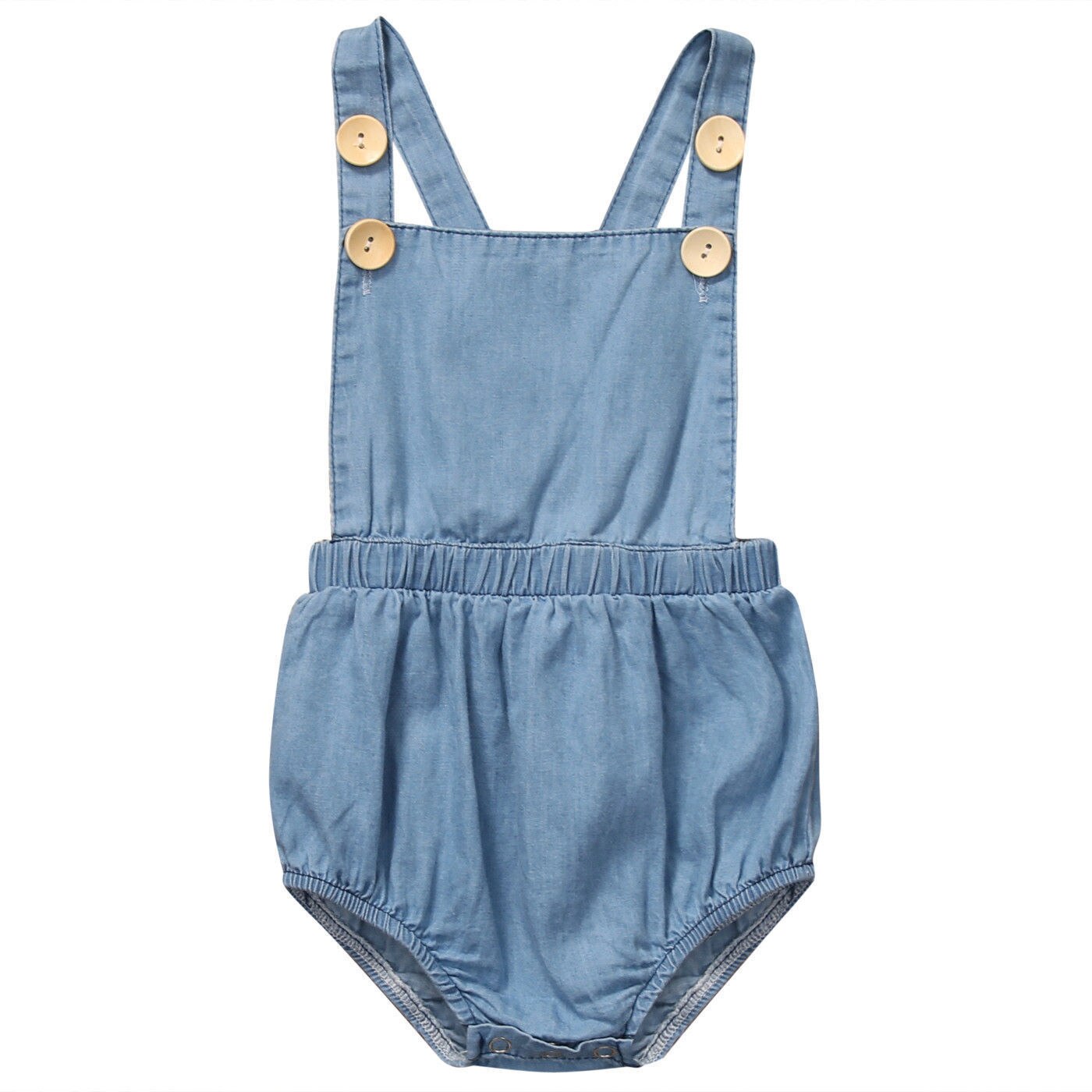 Denim Baby Girls Kid Sleeveless Bodysuits Jumpsuit Toddler Clothes Outfit - ebowsos