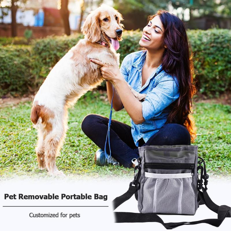 Detachable Pet Feed Pocket Pouch Puppy Portable Safety Fashionable Snack Reward Interactive Waist Bag Oxford - ebowsos
