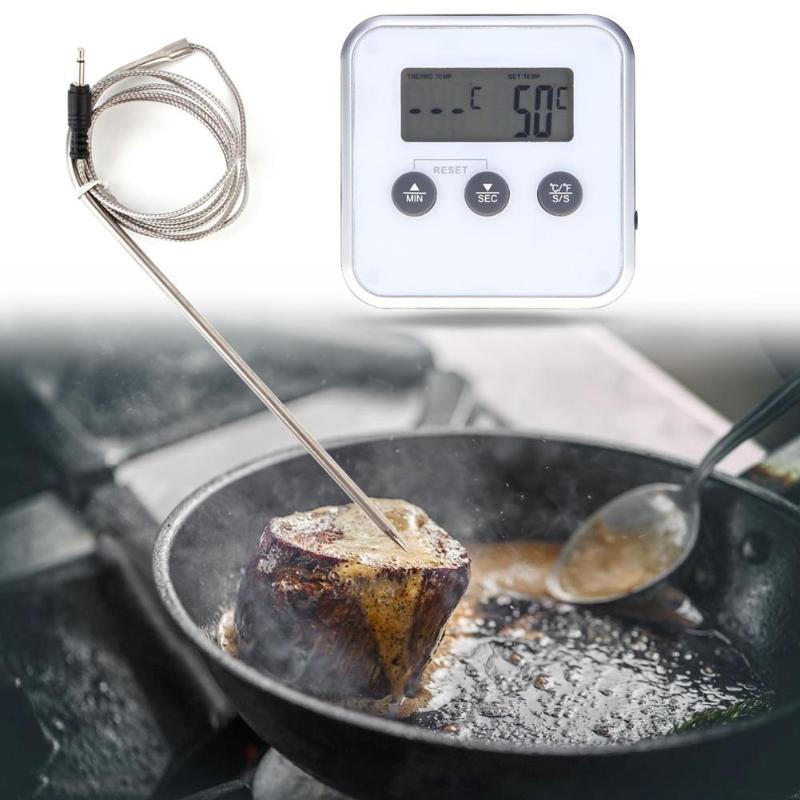 Digital Electronic Thermometer Timer Food Meat Oven Temperature Meter Gauge with Remote Probe With Battery Of AAA 1.5V battery - ebowsos