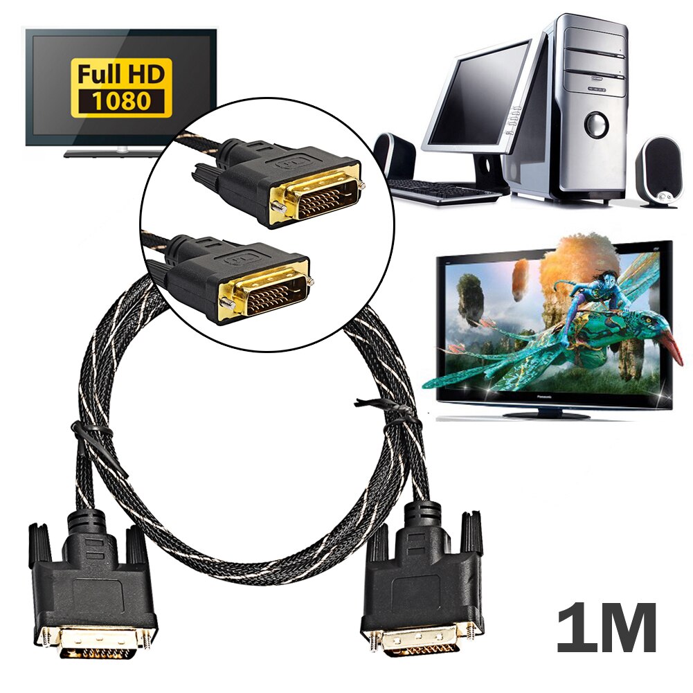 Digital Monitor DVI D to DVI-D 24+1 Gold Male Pin Dual Link HD TV Cable DVI To DVI Cable For Digital CRT Displays 0.5M New-3M - ebowsos