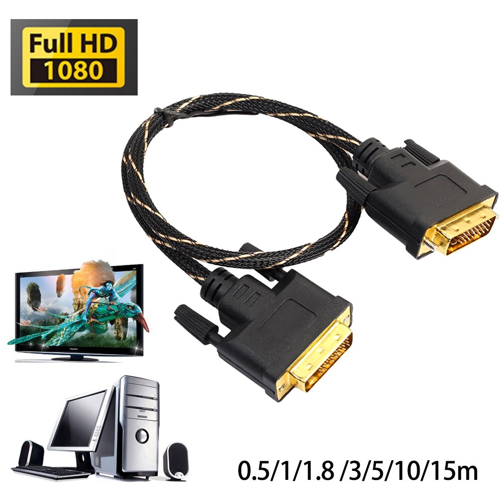 Digital Monitor DVI D to DVI-D 24+1 Gold Male Pin Dual Link HD TV Cable DVI To DVI Cable For Digital CRT Displays 0.5M New-3M - ebowsos