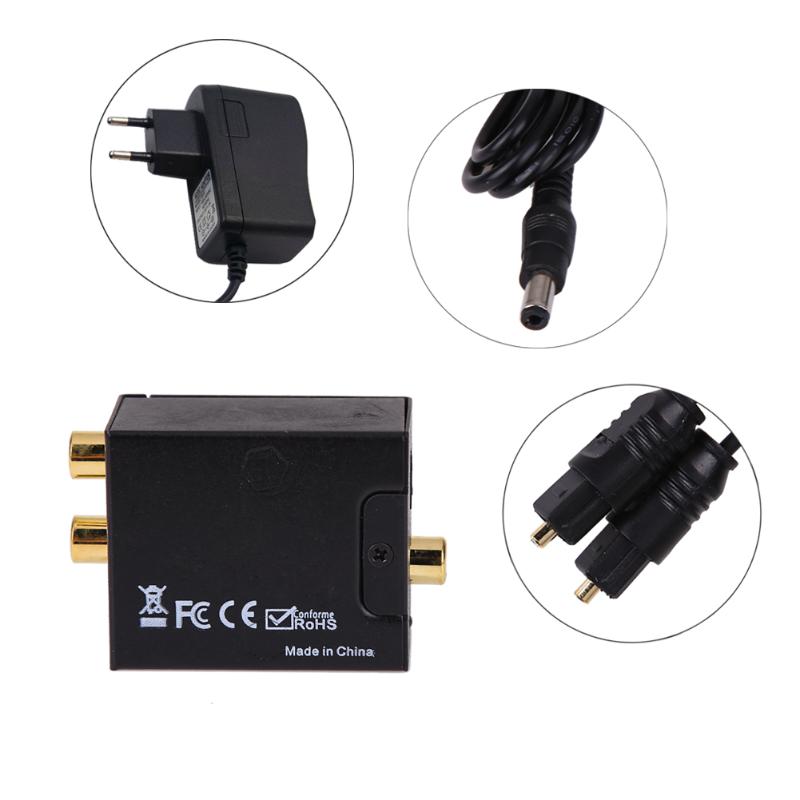 Digital Optical Coaxial Toslink Signal to Analog Audio Converter male to male Adapter RCA L/R audio UK/ EU/ US adapter - ebowsos
