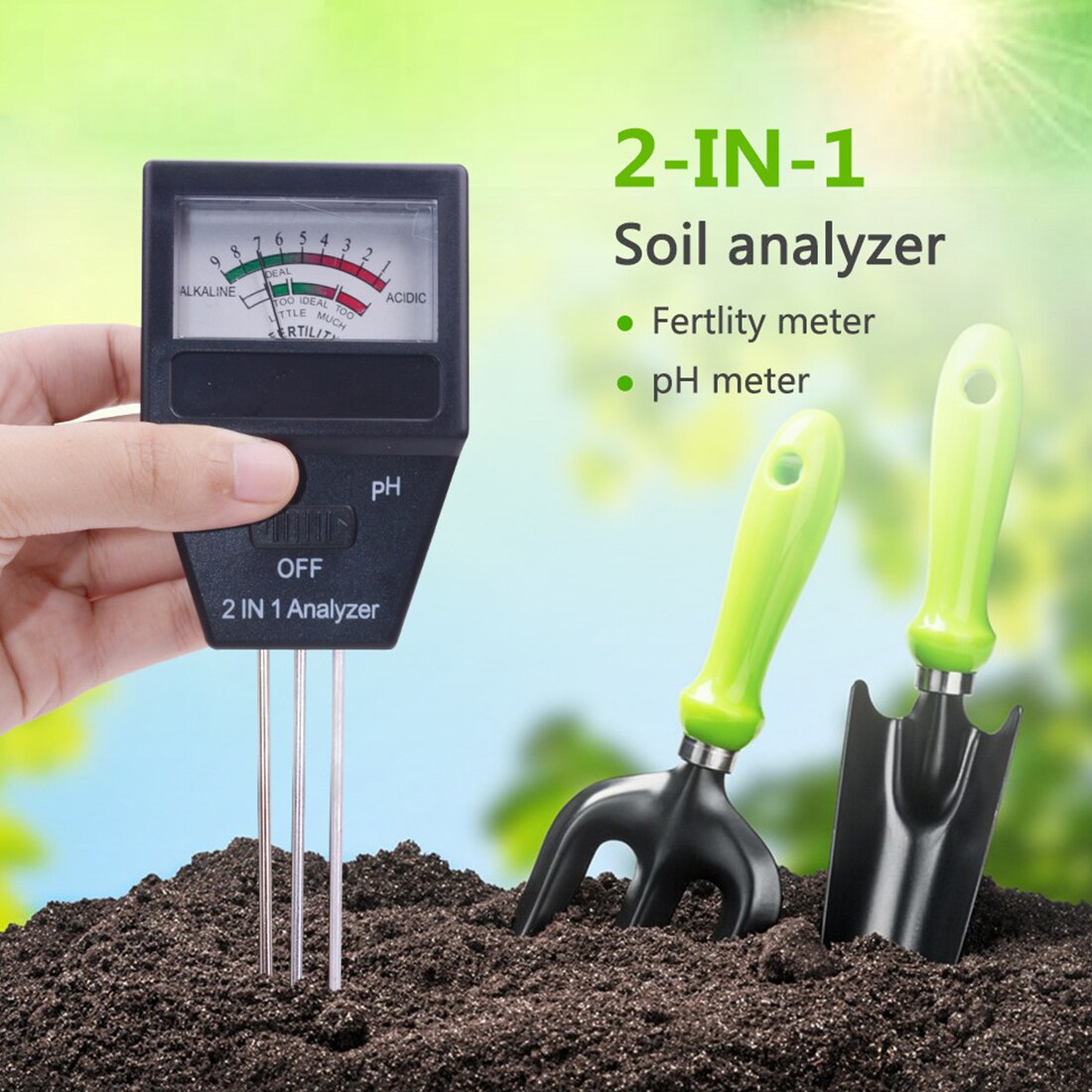 Digital PH Meter Soil PH Level Meter Tester  Fertility Tester for Plants Flowers Vegetable Acidity Moisture PH Measurement - ebowsos