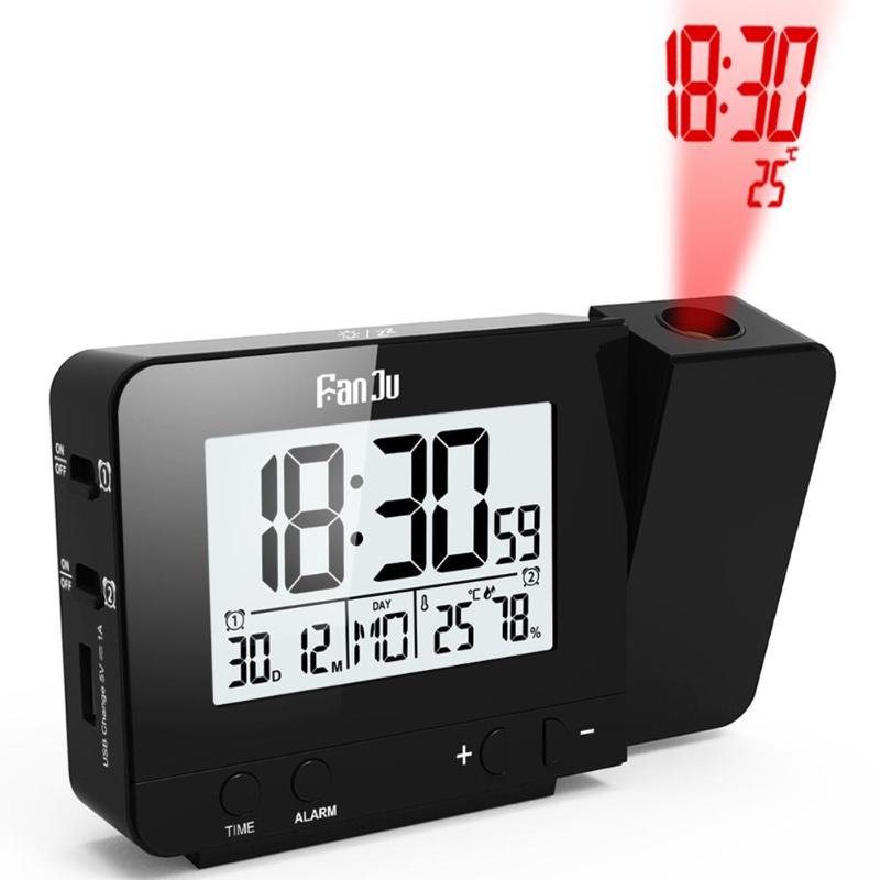 Digital Projection Alarm Clock Weather Station with Thermometer Hygrometer - ebowsos