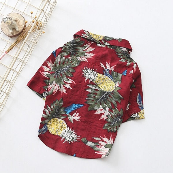 Dog Shirts Cotton Summer Beach Vest Short Sleeve Summer Beach Vest Short Sleeve Pet Clothes Dog Top Floral T Shirt Hawaiian Tops-ebowsos