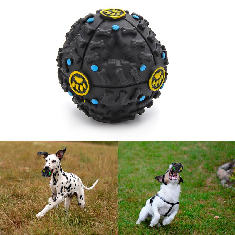 Dog Squeaky Ball Interactive Bite Resistant Treat Trainning Chew Sound Food Dispenser Toy Dog Chew Toy Ball Of Food-ebowsos