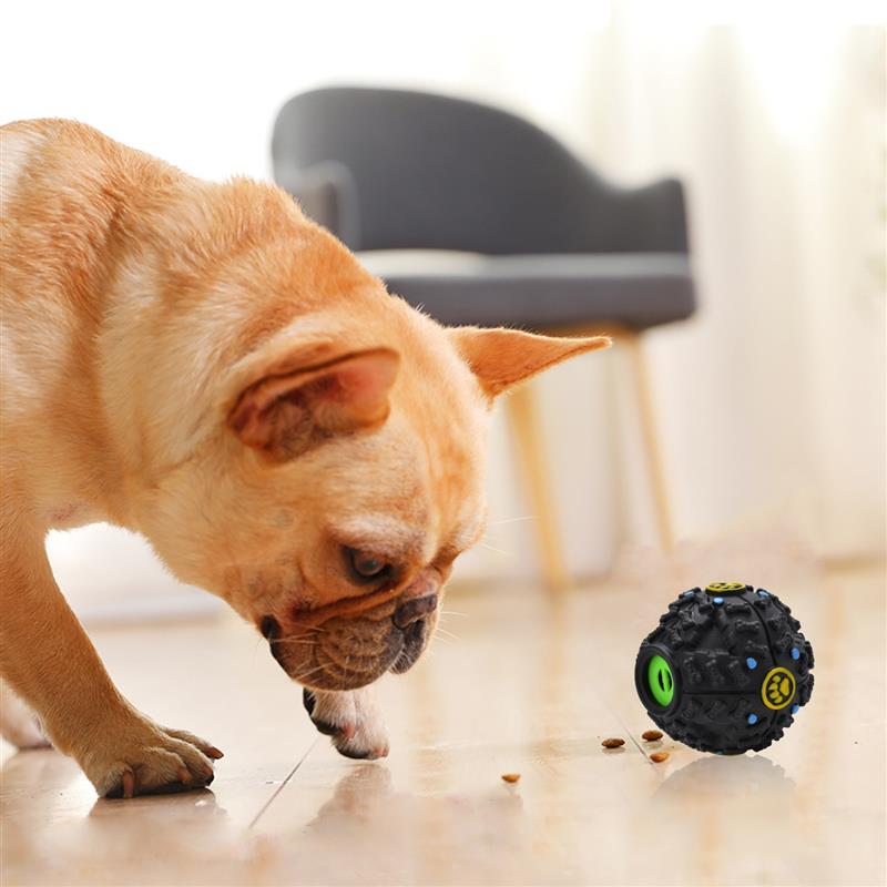 Dog Squeaky Ball Interactive Bite Resistant Treat Trainning Chew Sound Food Dispenser Toy Dog Chew Toy Ball Of Food-ebowsos
